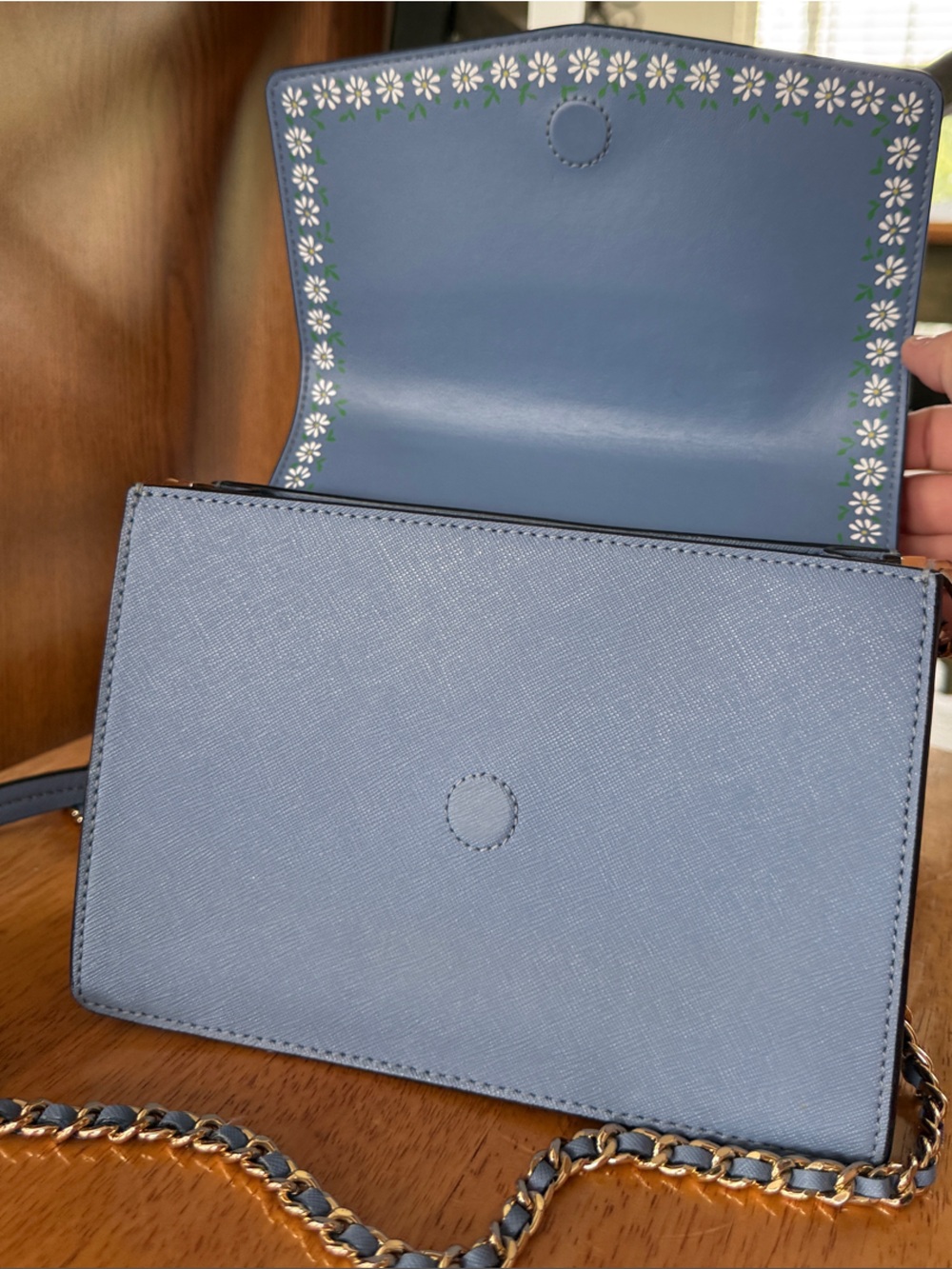 Tory Burch Slate Blue Saffiano Chain Crossbody - Picture 4 of 6
